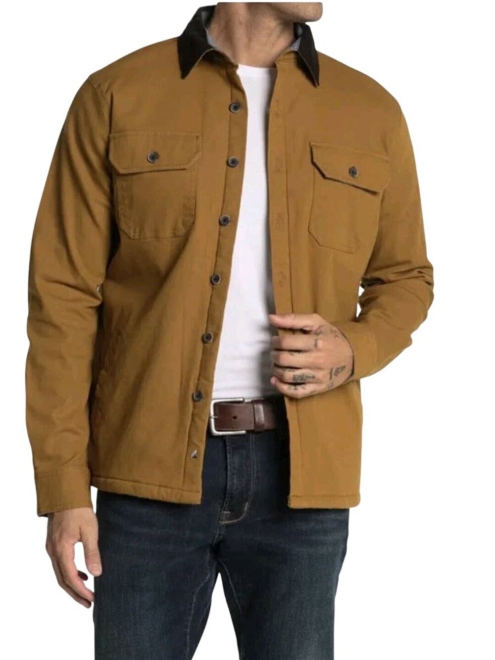 Taylor Vintage Chore Jacket Corduroy Collar Sherpa Lined Button Front Size XXL